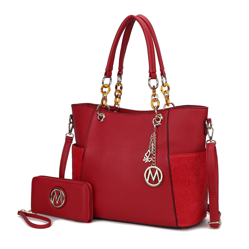 MKF Collection Merlina Embossed pockets Vegan Leather Women Tote Bag with Wallet by Mia k