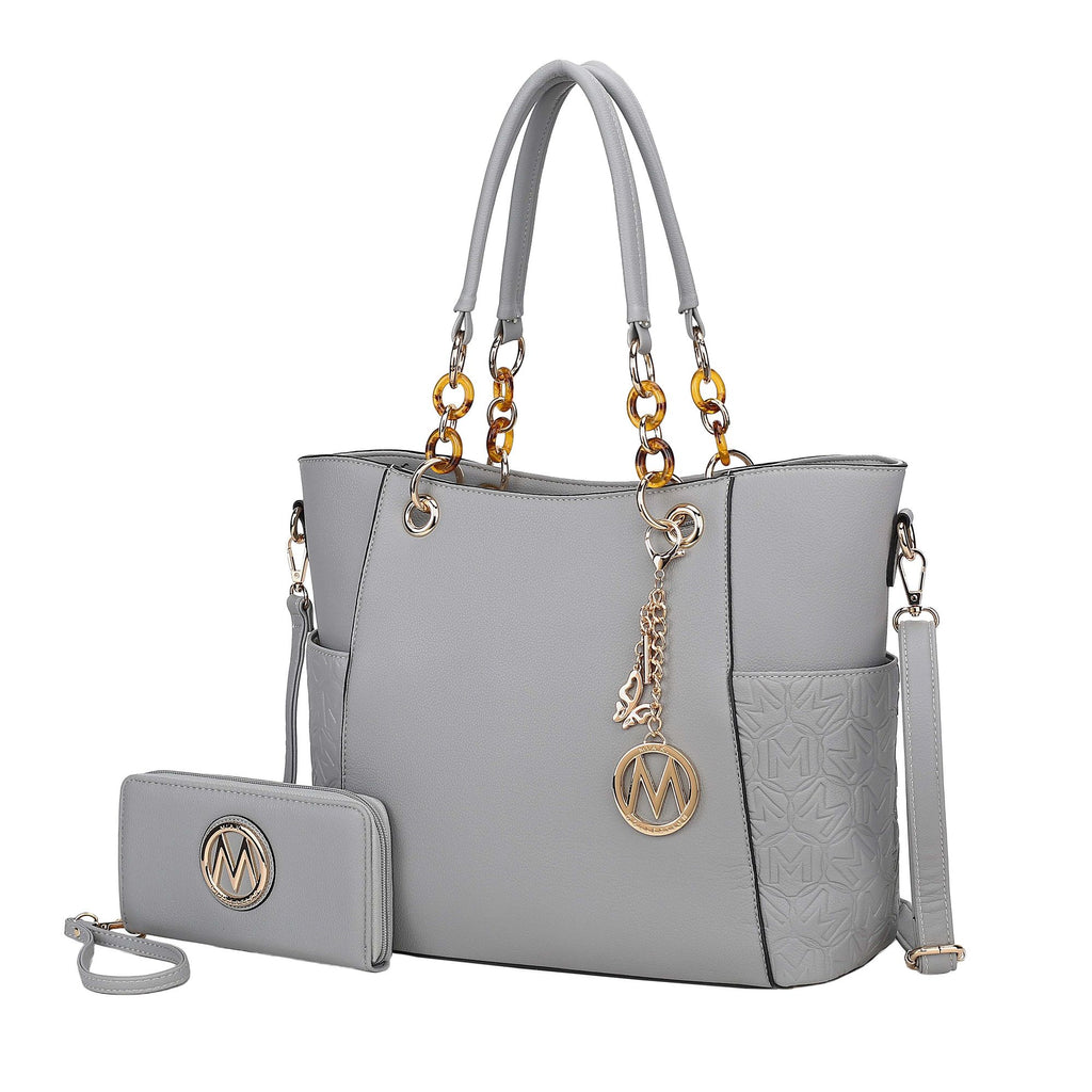 MKF Collection Merlina Embossed pockets Vegan Leather Women Tote Bag with Wallet by Mia k