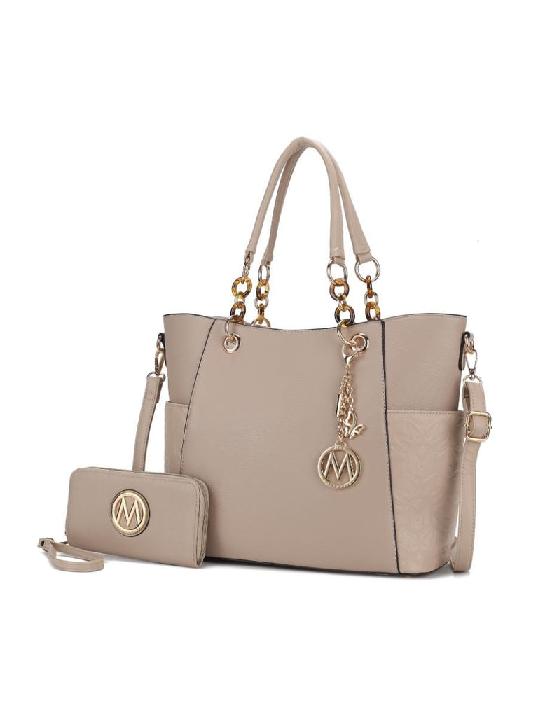 MKF Collection Merlina Embossed pockets Vegan Leather Women Tote Bag with Wallet by Mia k