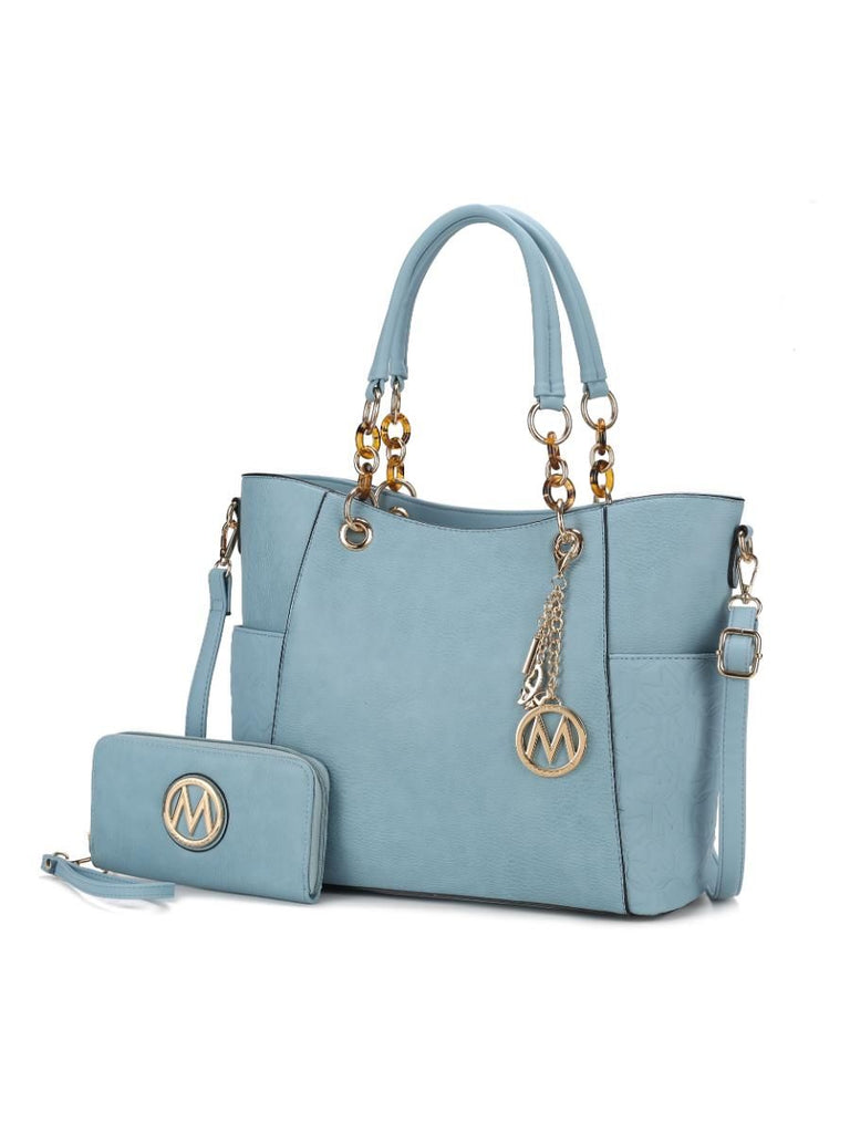 MKF Collection Merlina Embossed pockets Vegan Leather Women Tote Bag with Wallet by Mia k