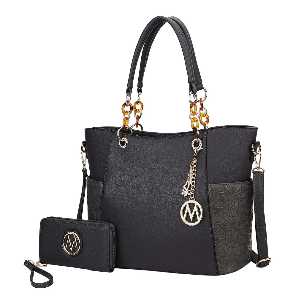 MKF Collection Merlina Embossed pockets Vegan Leather Women Tote Bag with Wallet by Mia k