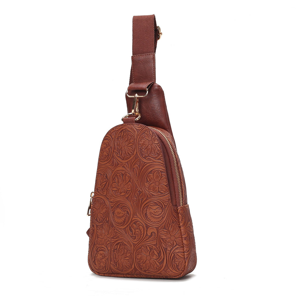 MKF Collection Millie Women Flower Embossed Sling bag Vegan Leather By Mia K