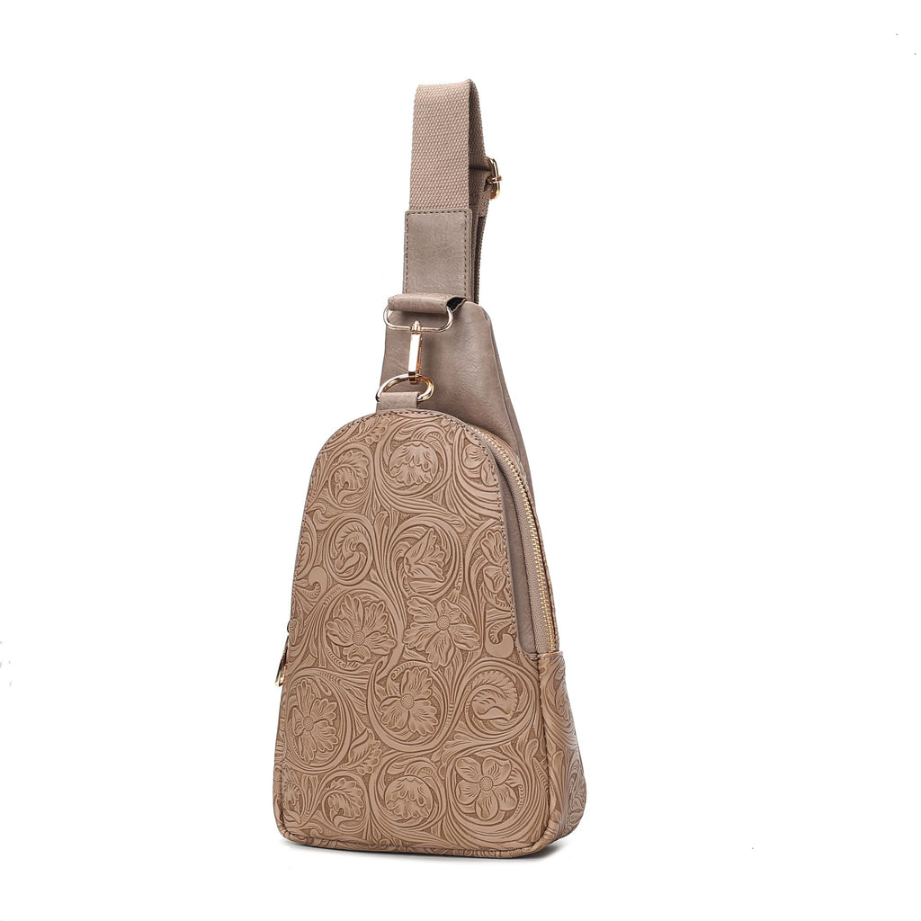 MKF Collection Millie Women Flower Embossed Sling bag Vegan Leather By Mia K