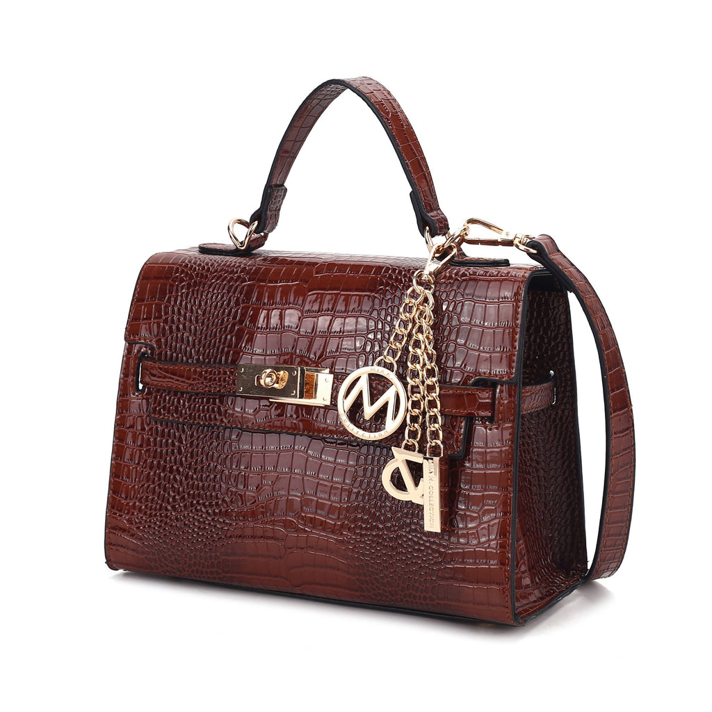 MKF Collection Naomi Satchel Handbag Crocodile Embossed Leather Crossover Womens by Mia K