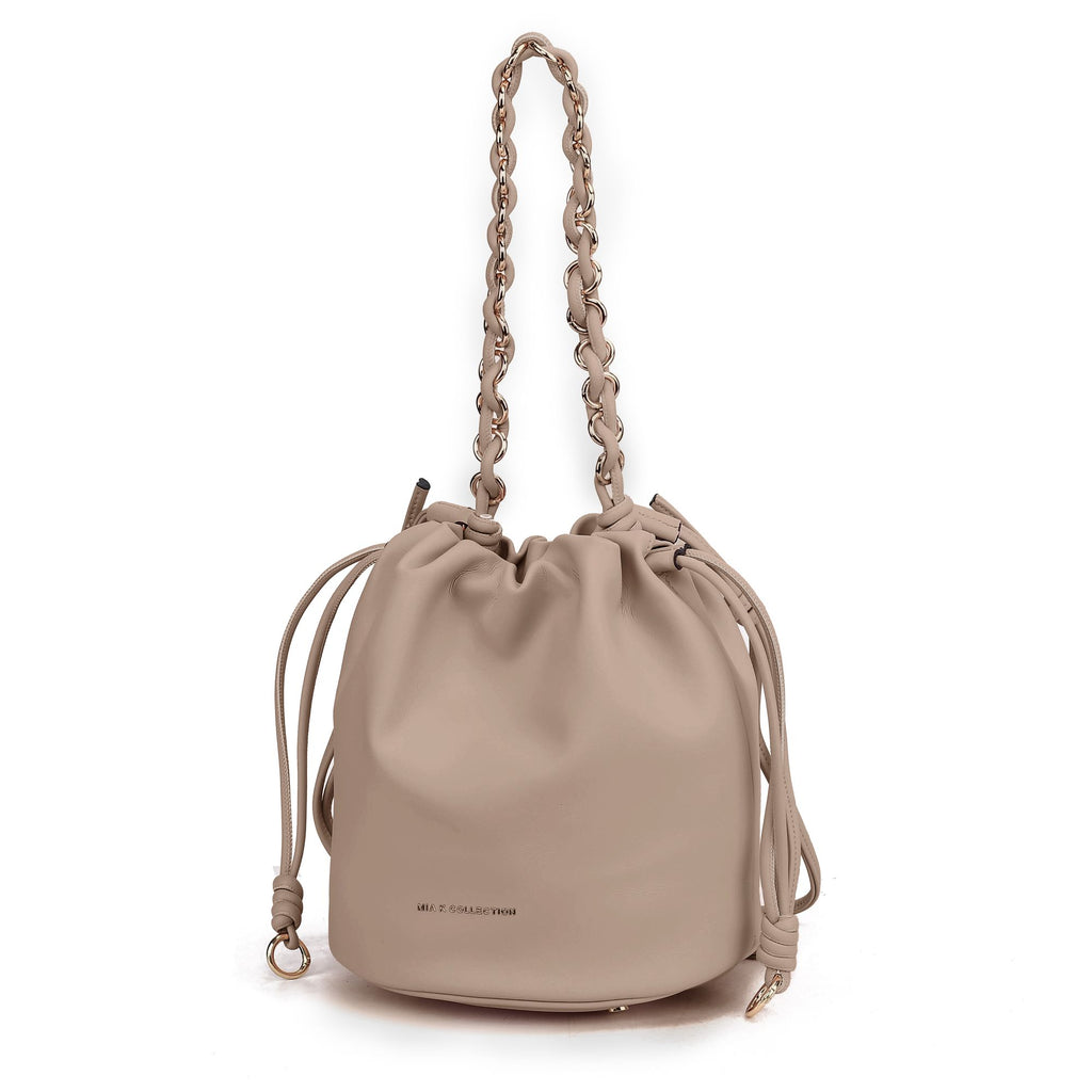 MKF Collection Paityn Women's Bucket Crossbody Shoulder Bag with Drawstring Closure by Mia K