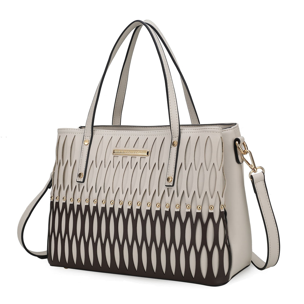 MKF Collection Quinn Triple Compartment Color Block Tote Handbag Women by Mia K