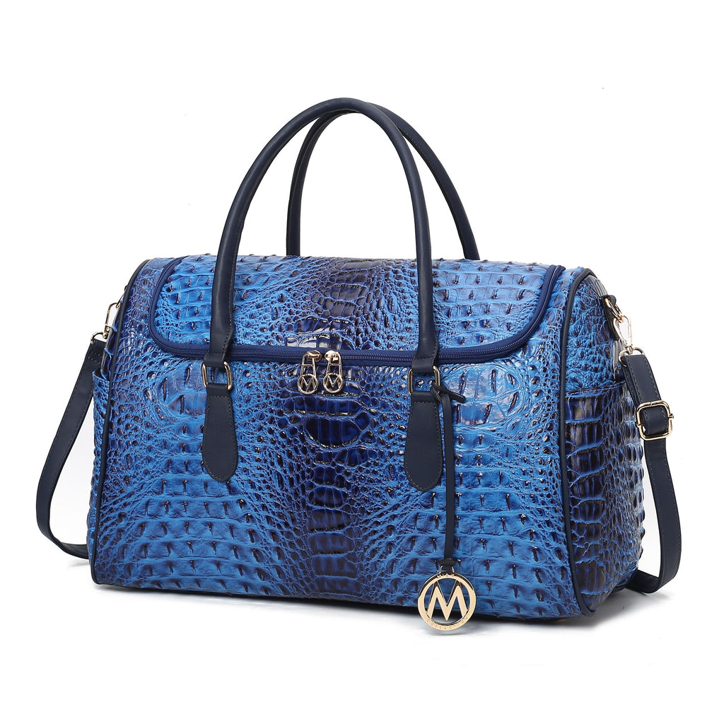 MKF Collection Rina Crocodile Embossed Vegan Leather Women Duffle Bag by Mia K