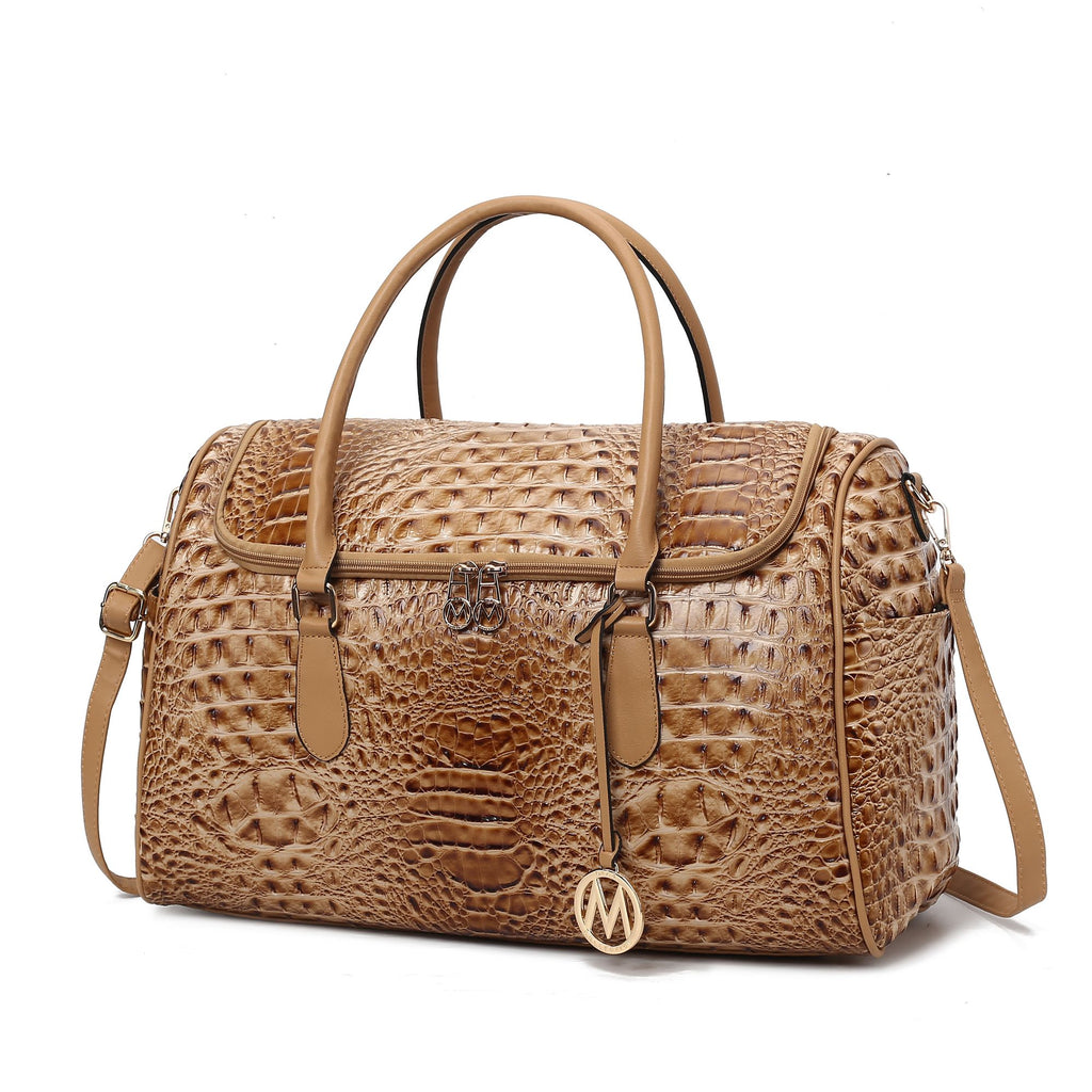 MKF Collection Rina Crocodile Embossed Vegan Leather Women Duffle Bag by Mia K