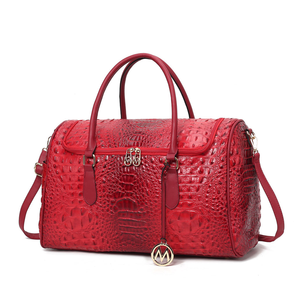 MKF Collection Rina Crocodile Embossed Vegan Leather Women Duffle Bag by Mia K