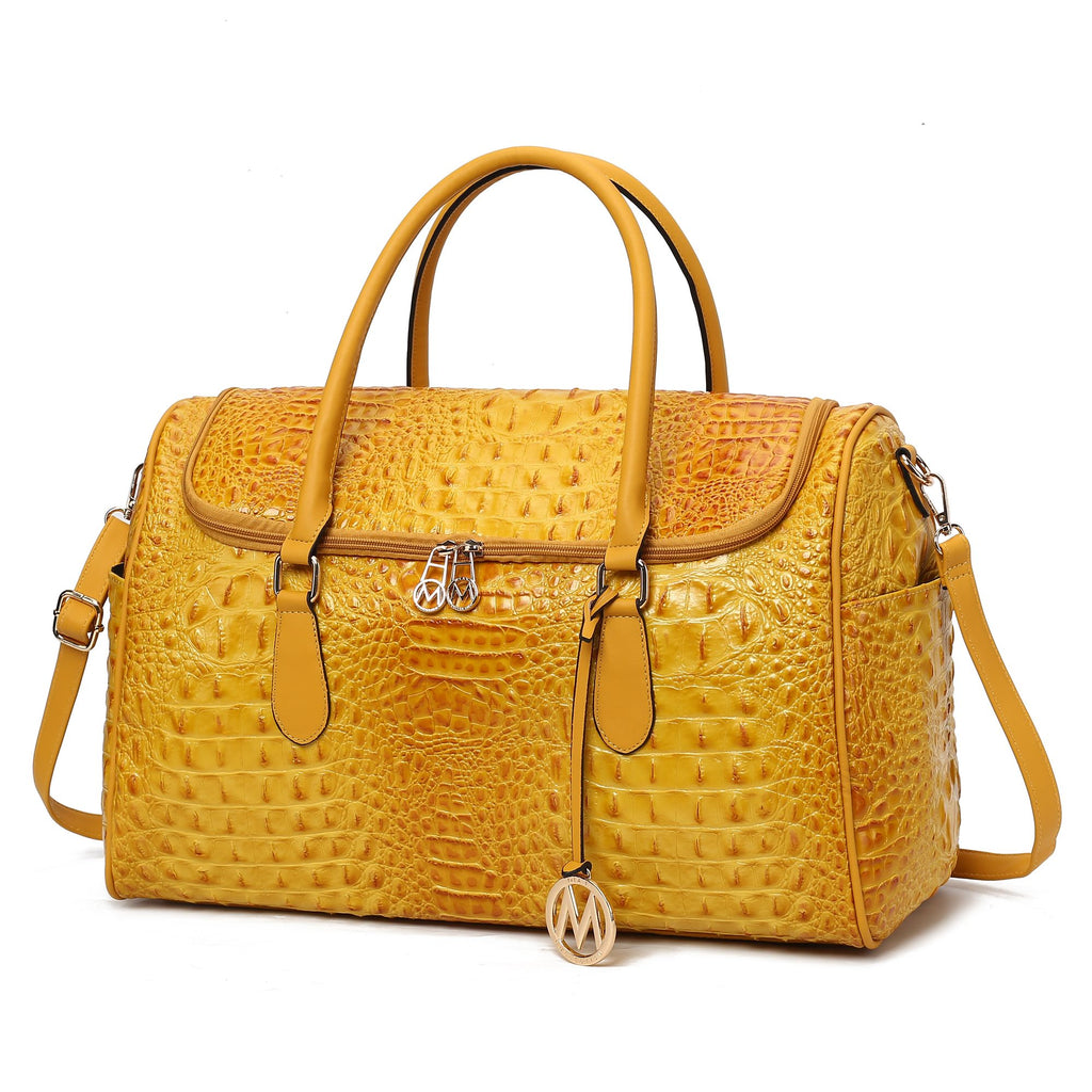 MKF Collection Rina Crocodile Embossed Vegan Leather Women Duffle Bag by Mia K