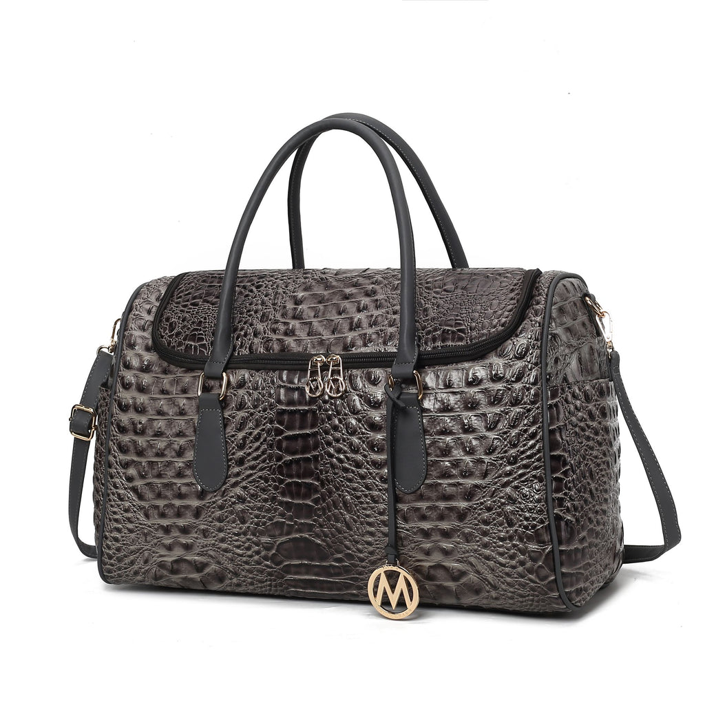 MKF Collection Rina Crocodile Embossed Vegan Leather Women Duffle Bag by Mia K