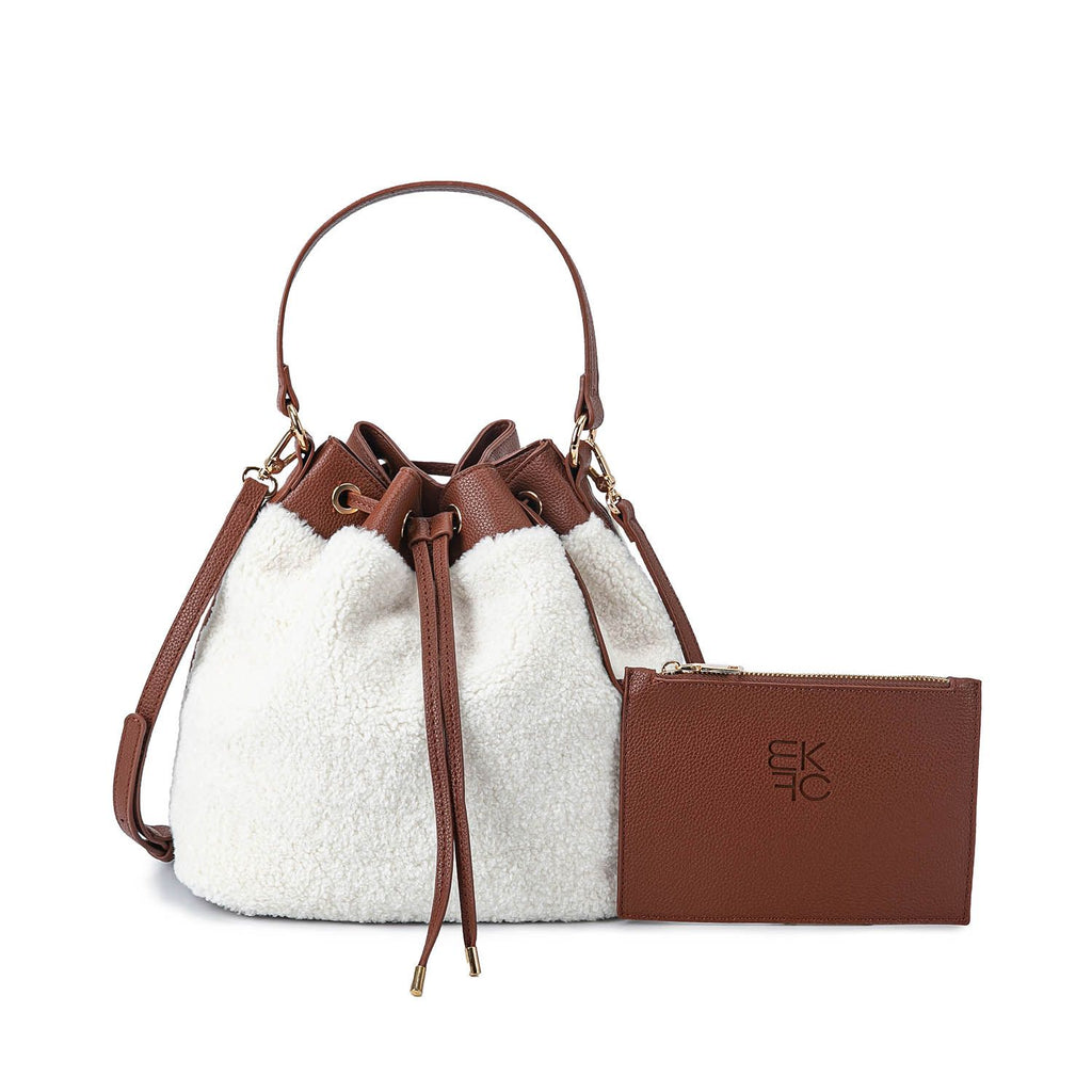 MKF Collection Saryn Bucket Hobo Casual Handbag Faux Shearling by Mia K.