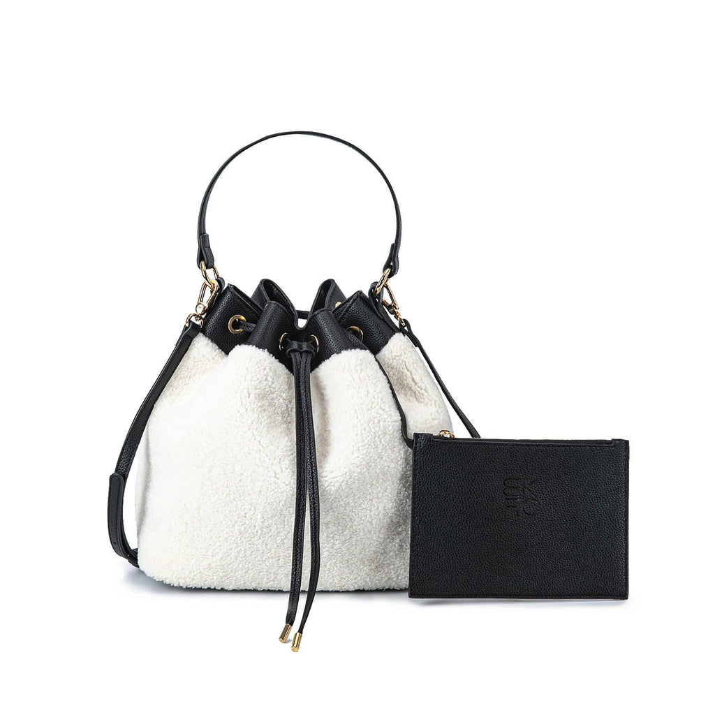 MKF Collection Saryn Bucket Hobo Casual Handbag Faux Shearling by Mia K.