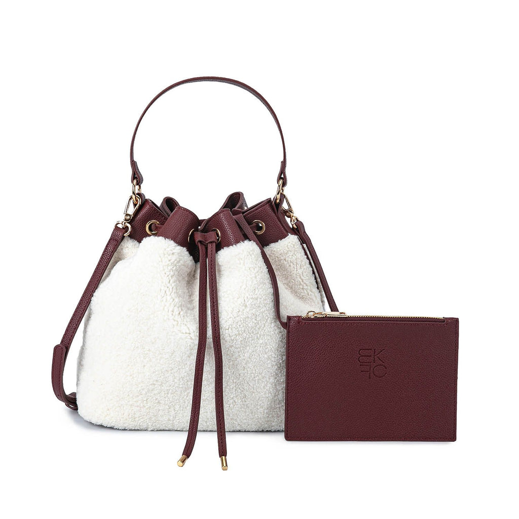 MKF Collection Saryn Bucket Hobo Casual Handbag Faux Shearling by Mia K.
