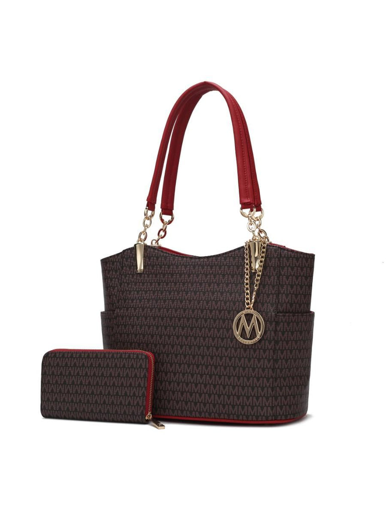 MKF Collection Savannah M Logo Printed Women Tote and Wristlet Wallet by Mia k
