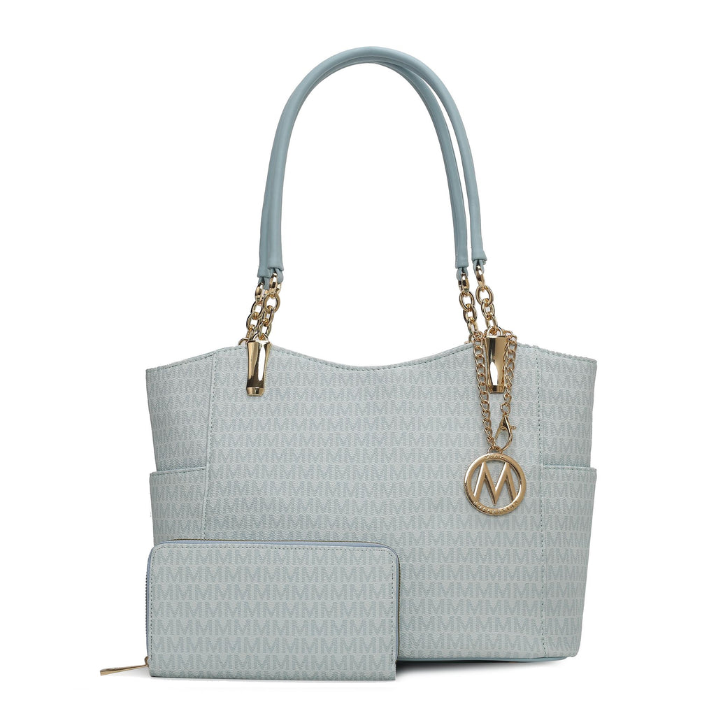 MKF Collection Savannah M Logo Printed Women Tote and Wristlet Wallet by Mia k