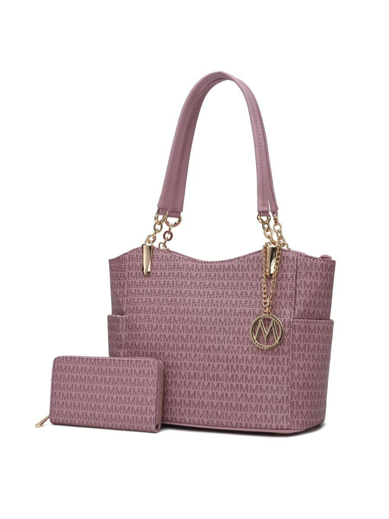 MKF Collection Savannah M Logo Printed Women Tote and Wristlet Wallet by Mia k
