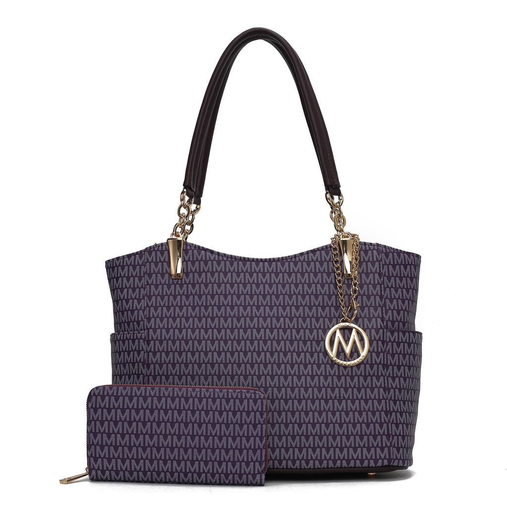 MKF Collection Savannah M Logo Printed Women Tote and Wristlet Wallet by Mia k