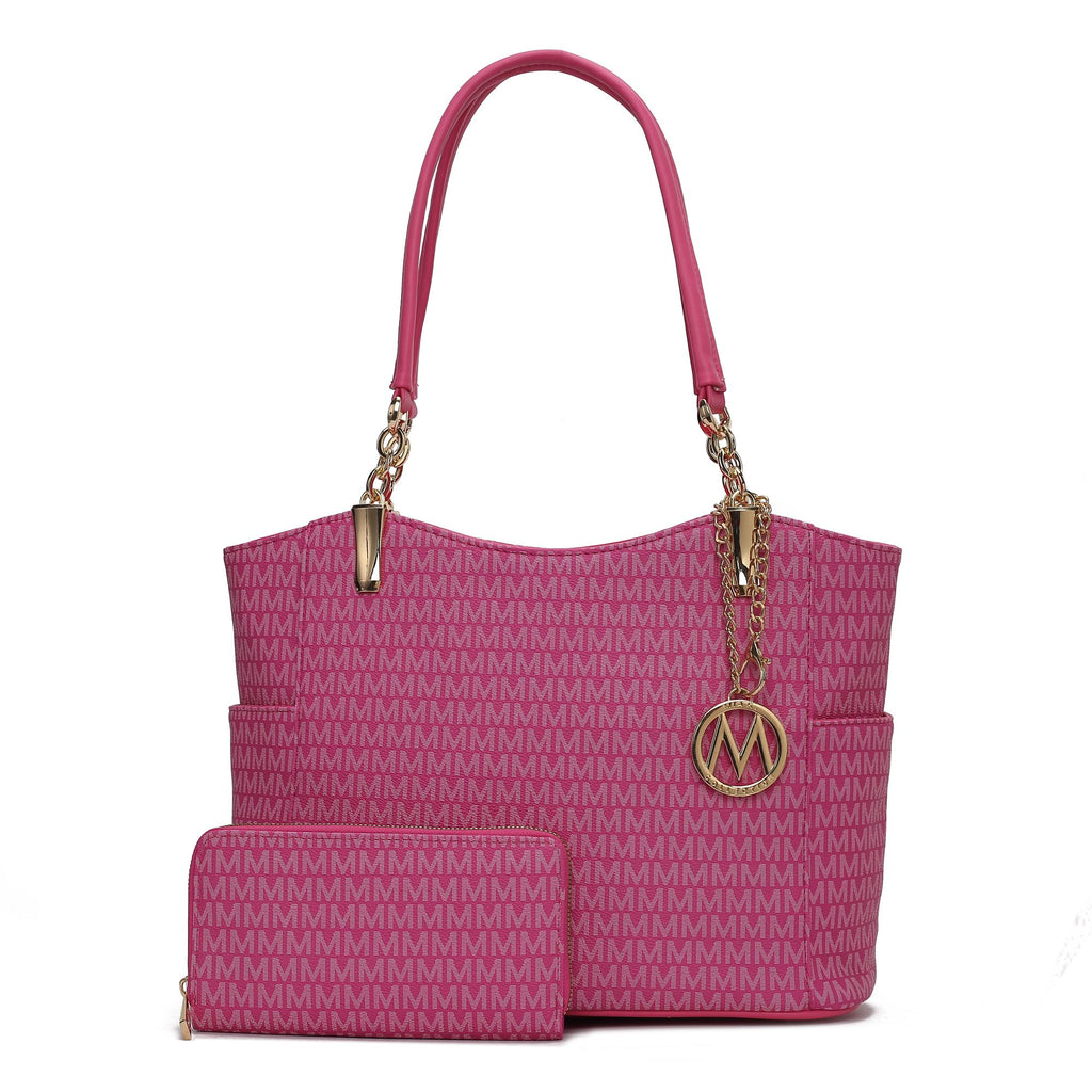 MKF Collection Savannah M Logo Printed Women Tote and Wristlet Wallet by Mia k