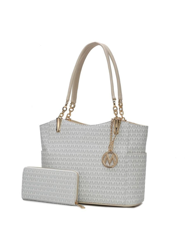 MKF Collection Savannah M Logo Printed Women Tote and Wristlet Wallet by Mia k