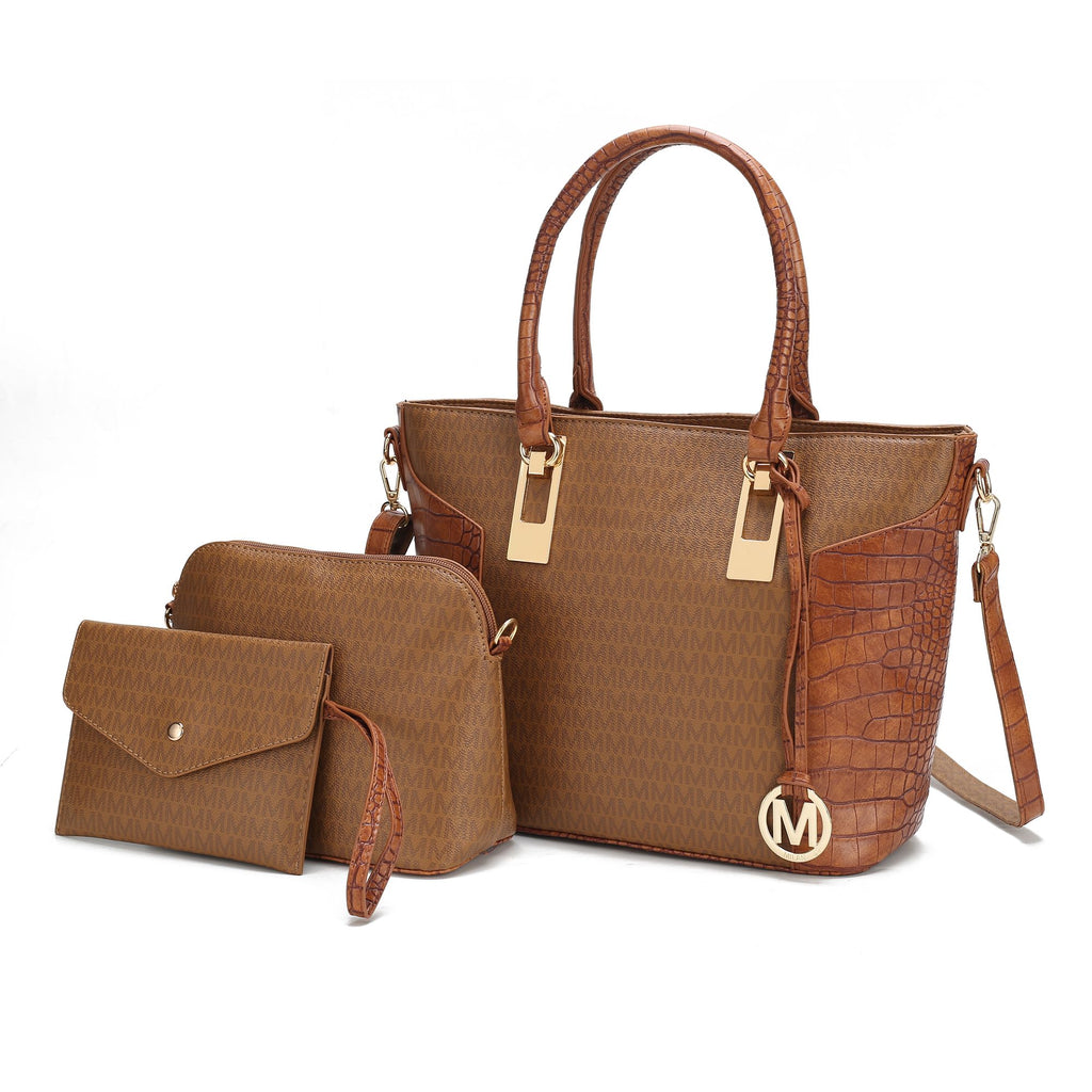 MKF Collection Shonda 3PC Tote with Cosmetic Pouch & Wristlet by Mia k