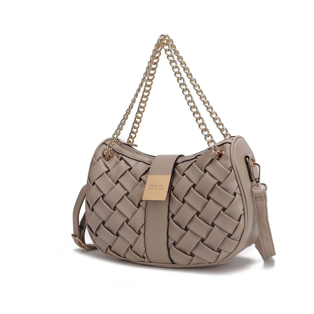 MKF Collection Solari Braided Chain Shoulder Bag. Stylish Handbag with Gold Tone Accents by Mia K.