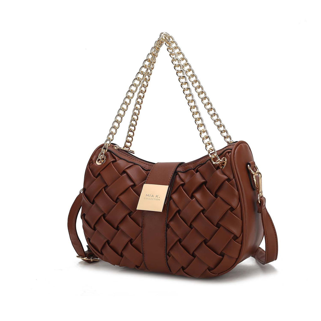 MKF Collection Solari Braided Chain Shoulder Bag. Stylish Handbag with Gold Tone Accents by Mia K.