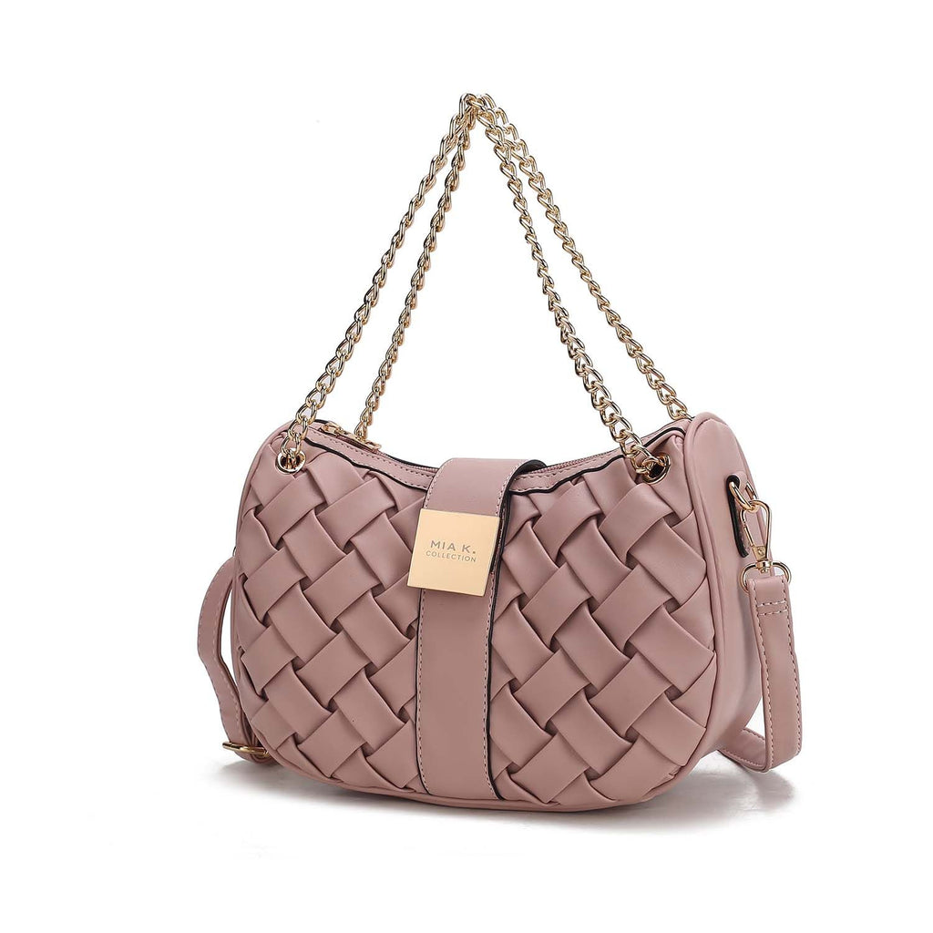 MKF Collection Solari Braided Chain Shoulder Bag. Stylish Handbag with Gold Tone Accents by Mia K.