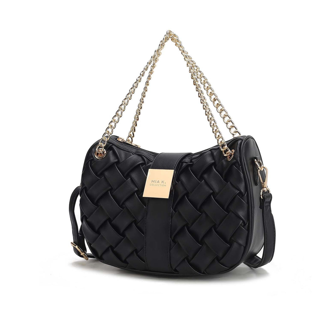 MKF Collection Solari Braided Chain Shoulder Bag. Stylish Handbag with Gold Tone Accents by Mia K.