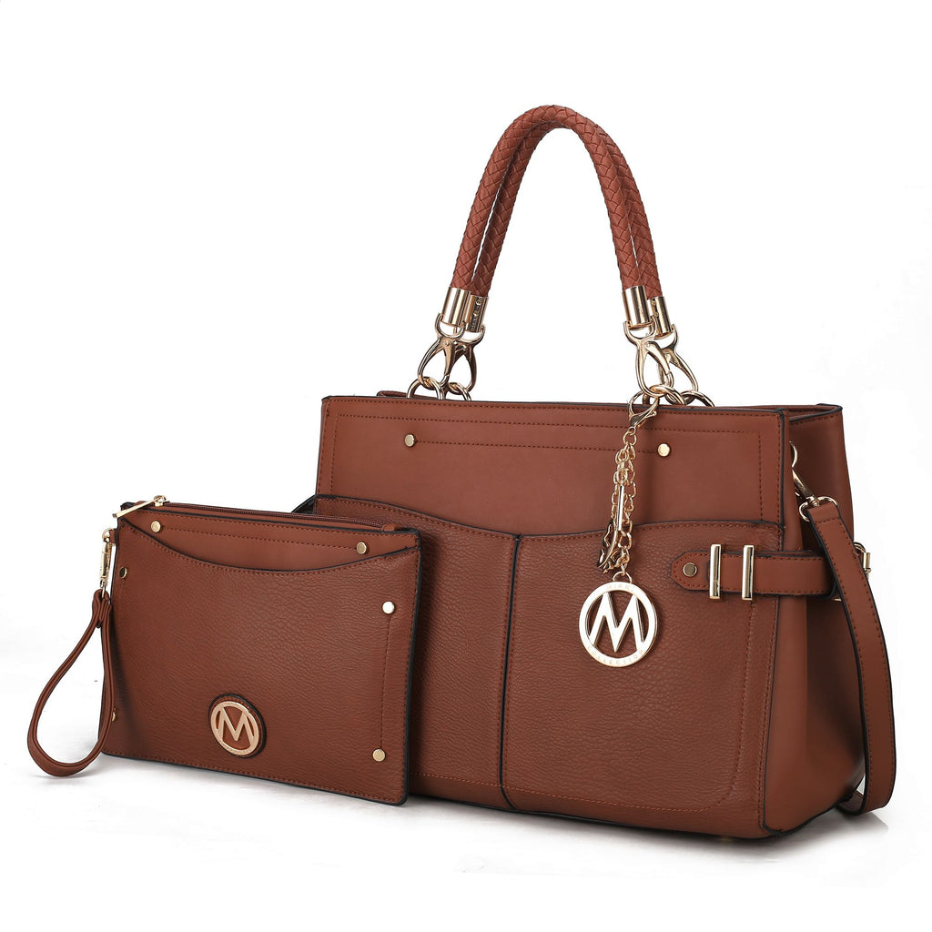 MKF Collection Tenna Satchel Handbag With Wallet Vegan Leather Crossover Womens Purse by Mia k