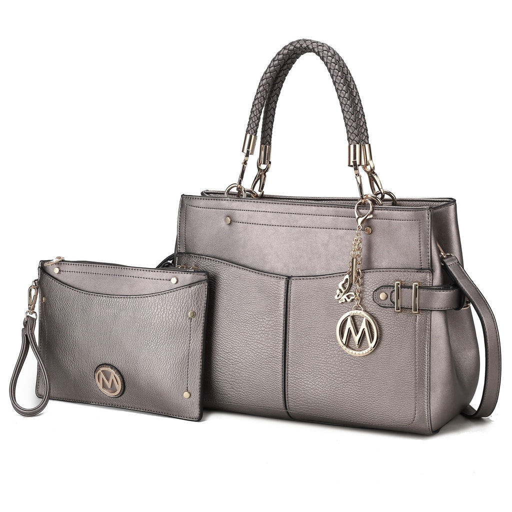 MKF Collection Tenna Satchel Handbag With Wallet Vegan Leather Crossover Womens Purse by Mia k