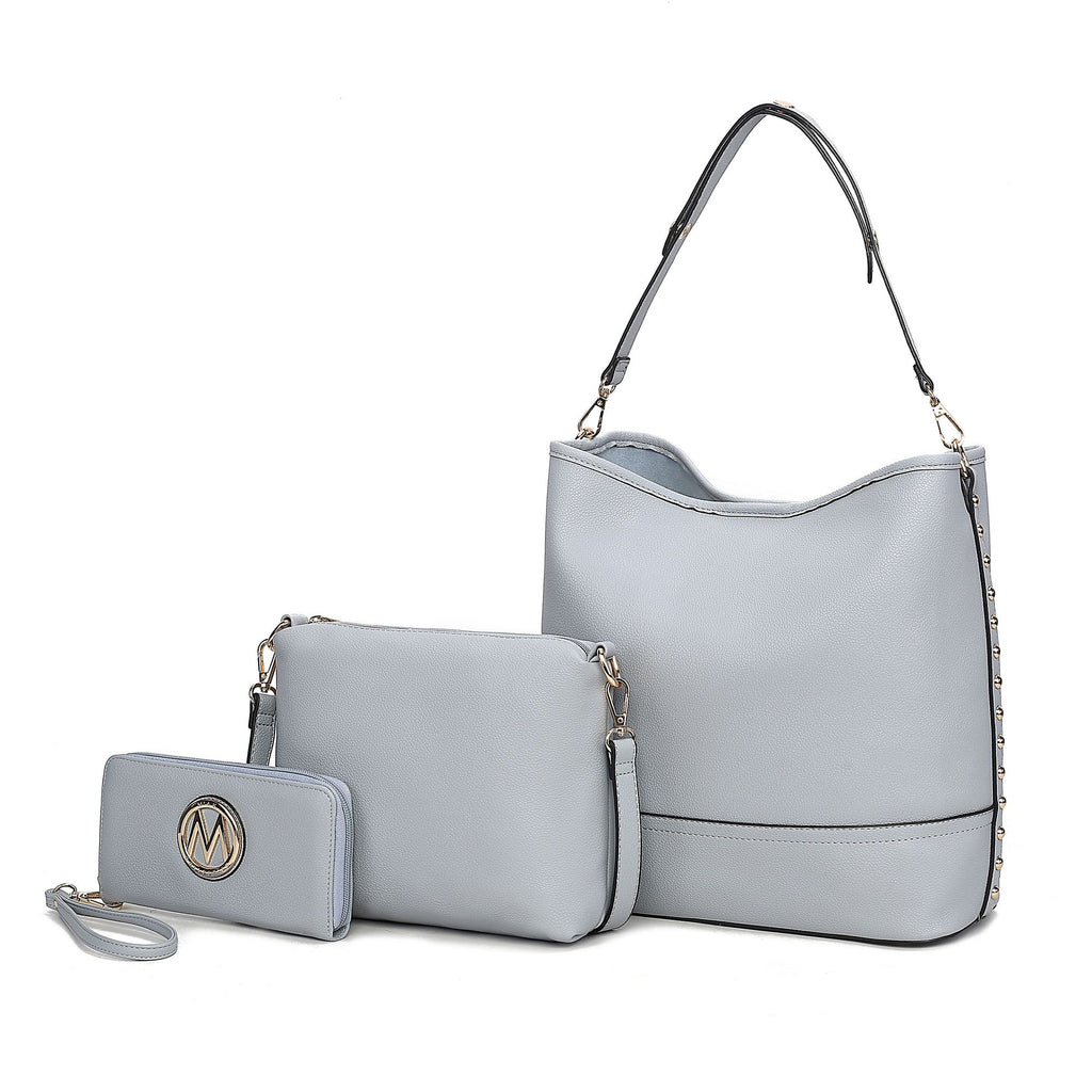 MKF Collection Wren Vegan Leather Women's Hobo with Pouch and Wristlet Wallet by Mia K- 3 pieces