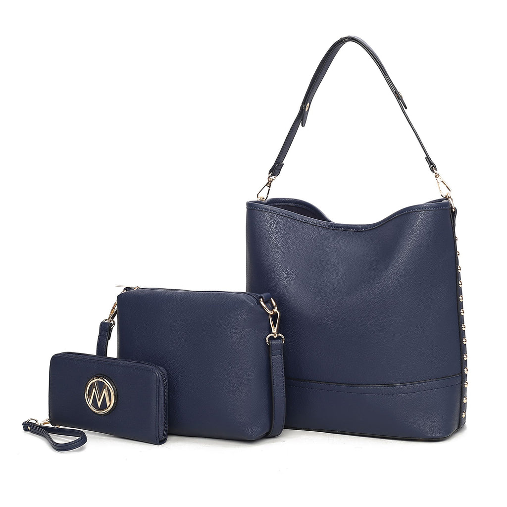 MKF Collection Wren Vegan Leather Women's Hobo with Pouch and Wristlet Wallet by Mia K- 3 pieces
