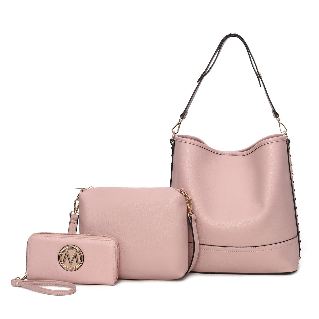 MKF Collection Wren Vegan Leather Women's Hobo with Pouch and Wristlet Wallet by Mia K- 3 pieces