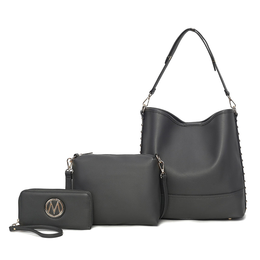 MKF Collection Wren Vegan Leather Women's Hobo with Pouch and Wristlet Wallet by Mia K- 3 pieces