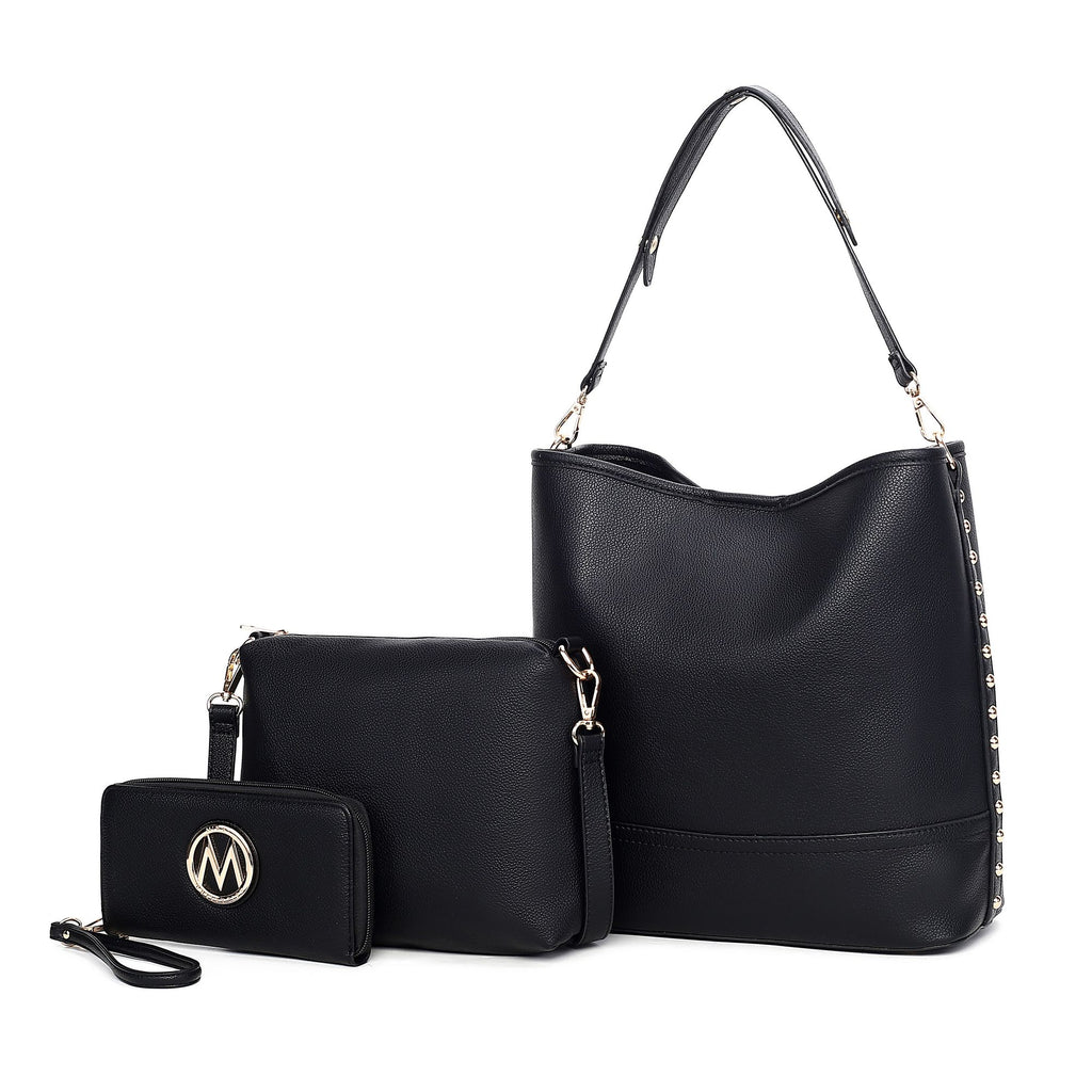 MKF Collection Wren Vegan Leather Women's Hobo with Pouch and Wristlet Wallet by Mia K- 3 pieces