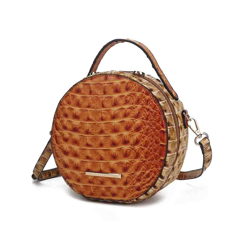 MKF Collection Ynnari Women Crossbody Croc-Embossed Round Chic Handbag Top Handle by Mia K.