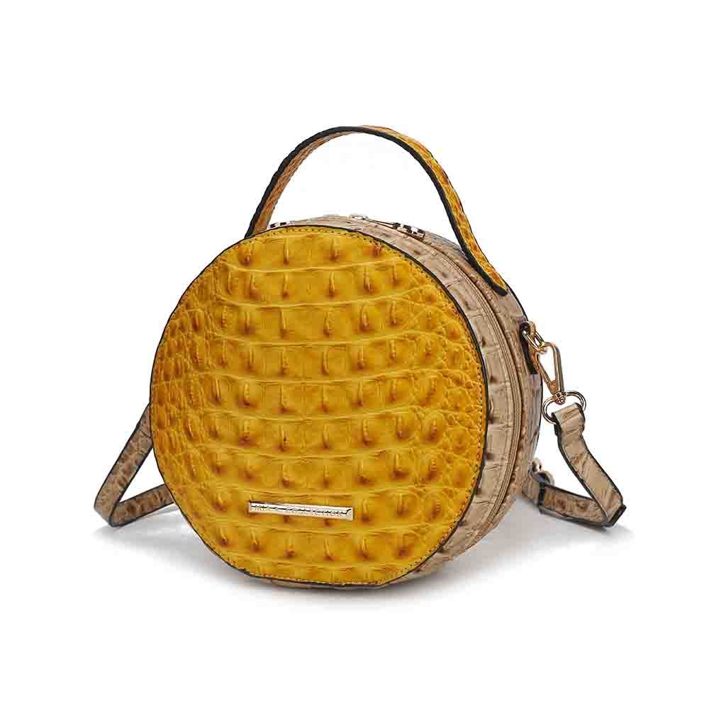 MKF Collection Ynnari Women Crossbody Croc-Embossed Round Chic Handbag Top Handle by Mia K.