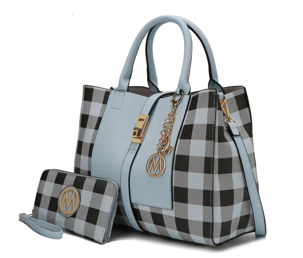 MKF Collection Yuliana Checkered Satchel Handbag with Wallet by Mia K