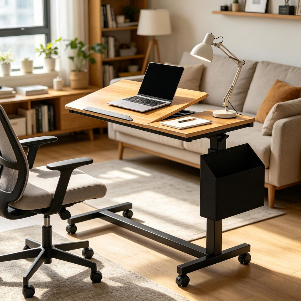 Mobile C Table with Adjustable Height and From