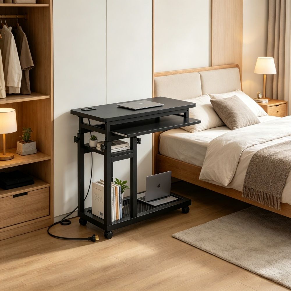 Mobile C Table with Lock and Adjustable Rolling for Office