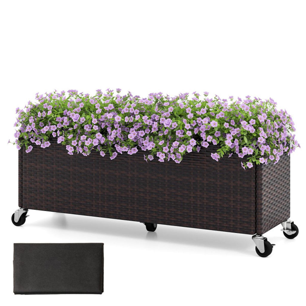 Mobile Elevated Planter - 5 Smooth Casters, Soil Leak-Proof Liner, 132lbs Load, Balcony/Patio/Living Room