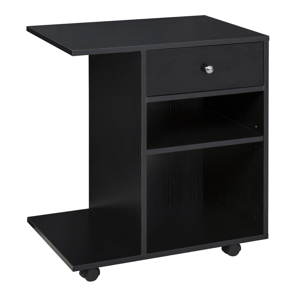 Mobile File Cabinet Printer Stand with Wheels Adjustable Shelf Drawer CPU Stand Black