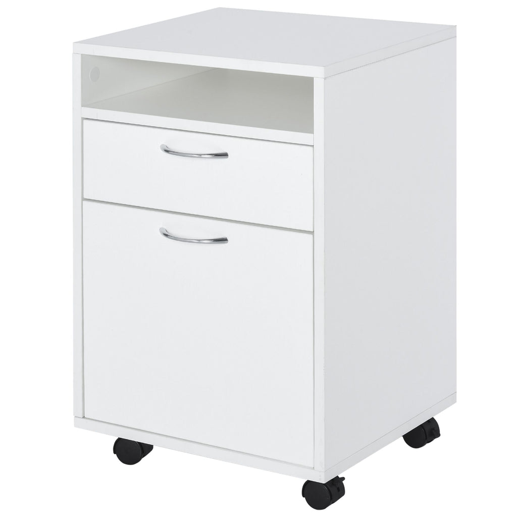 Mobile File Cabinet White File Storage Organizer with Drawer Printer Stand with Castors