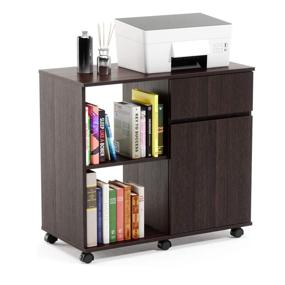 Mobile Printer Stand with Storage Office Cabinet, Wooden Under Desk Cabinet Storage Drawers Home Office Furniture Storage Cabinet RT
