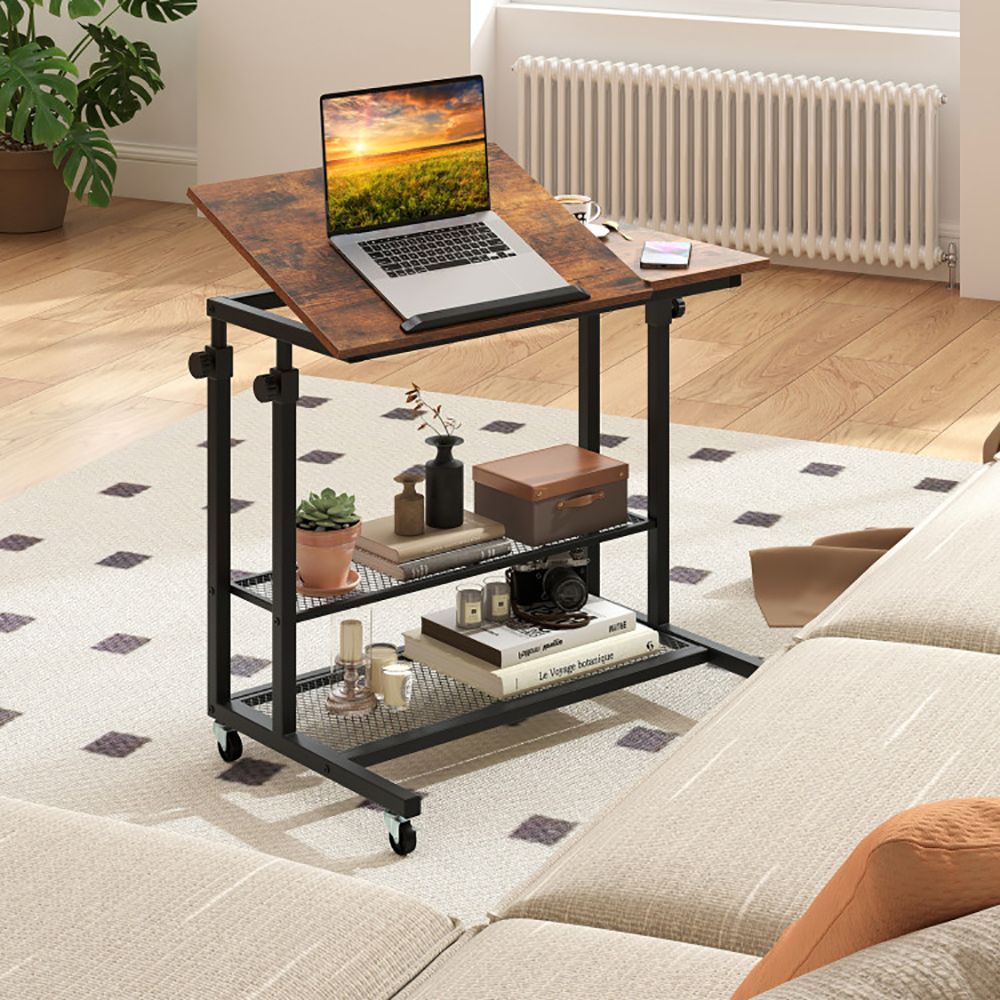 Mobile Stand up Desk Height Adjustable Standing Table with Tilting Tabletop