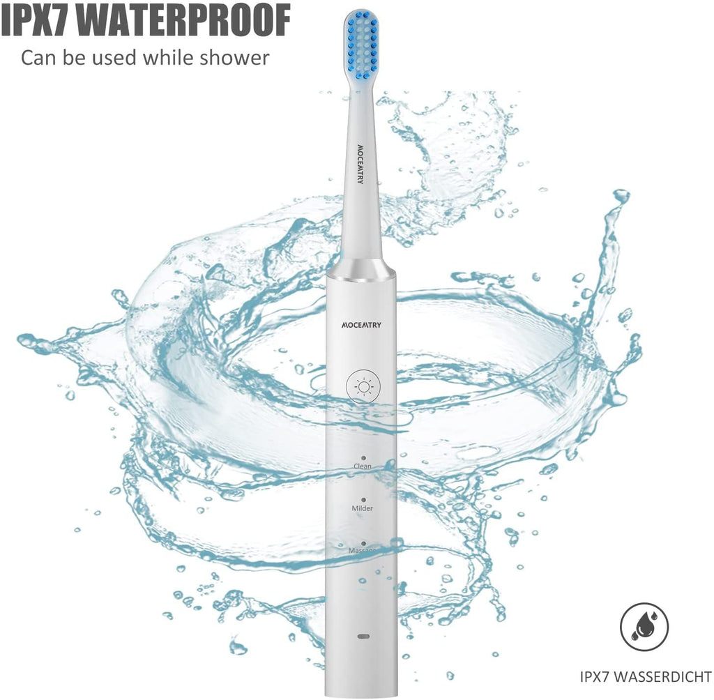 MOCEMTRY Sonic Electric Toothbrush Rechargeable Whitening Tooth Brush 3 Cleaning Modes ,Waterproof Electric Toothbrush (White)