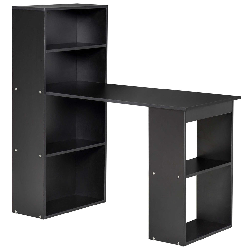 Modern 47" Computer Desk with Bookshelf Black Office Desk Compact Crafting Table