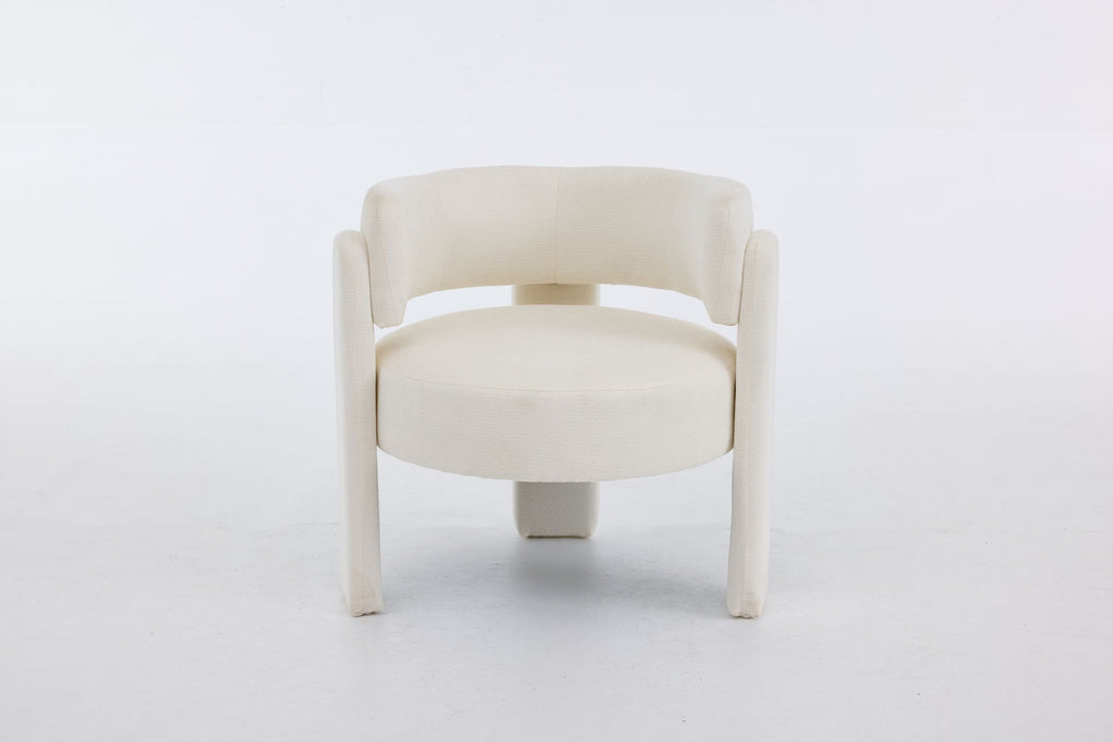 Modern Accent Chair, Contemporary Boucle Fabric Accent Armchair Comfy Upholstered Leisure Single Sofa Chair for Living Room Bedroom Apartment Office - White