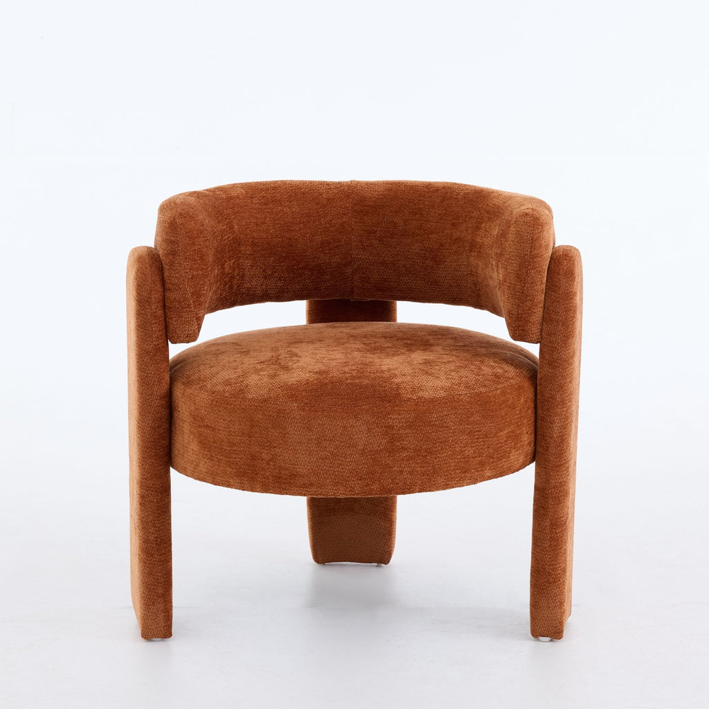 Modern Accent Chair, Contemporary Boucle Fabric Accent Armchair Comfy Upholstered Leisure Single Sofa Chair for Living Room Bedroom Apartment Office- orange